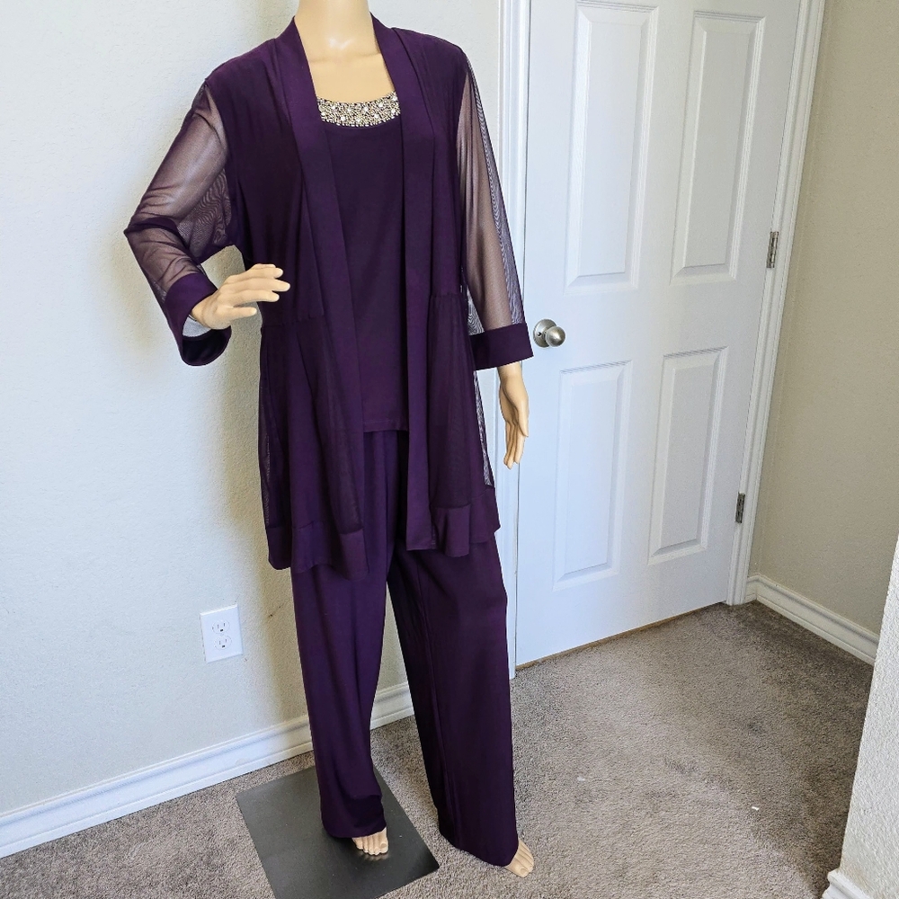 Women's 2 piece burgundy pantsuit.